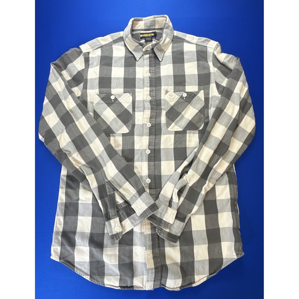 Rugby Ralph Lauren Shirt Mens M Plaid Flannel Double Pocket Button Front Grunge